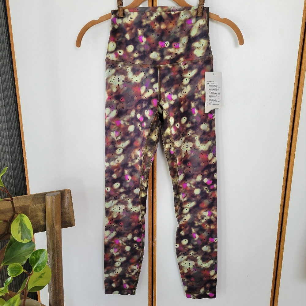 NWT Lululemon Align High-Rise Pant 25" Soft Focus Splatter Green Multi